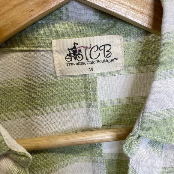 Travelling Chic Boutique green/cream stripe top - Picture 7 of 7